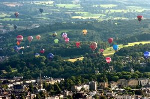 Fiesta balloons in sky