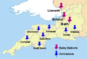 map of aerosaurus south west flight locations