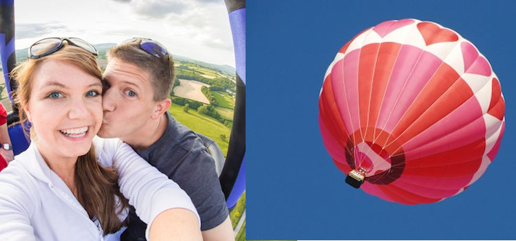 romantic Valentines balloon flight couple and balloon