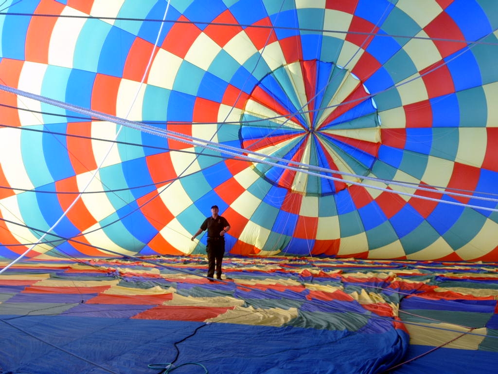 crew member inside of a hot air balloon