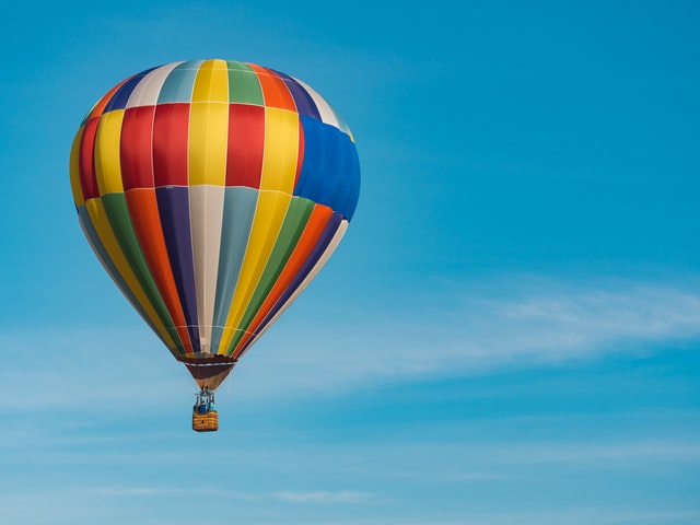 romantic hot air balloon ride in the sky